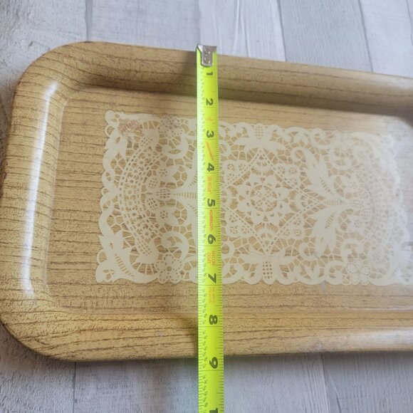 Set Of 2 Vintage Mid-Century Decorative Trays With Floral Lace Design - Picture 8 of 8